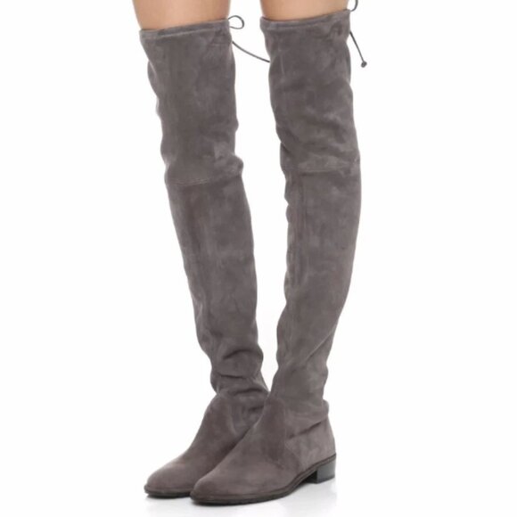 Stuart Weitzman Lowland Over-the-Knee Boots Gray Suede Size 7 - Picture 1 of 10